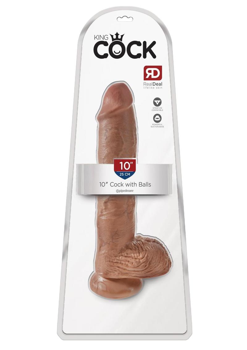Load image into Gallery viewer, King Cock Dildo with Balls - Caramel/Tan - 10in
