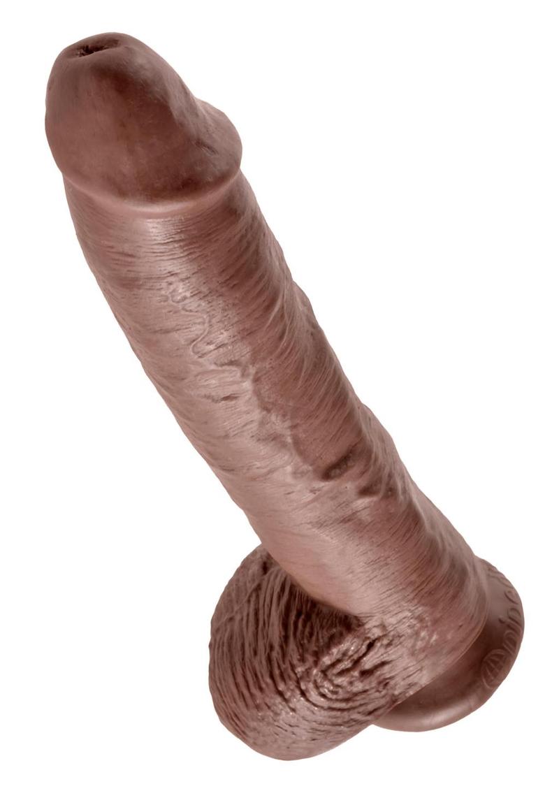 Load image into Gallery viewer, King Cock Dildo with Balls - Brown/Chocolate - 10in
