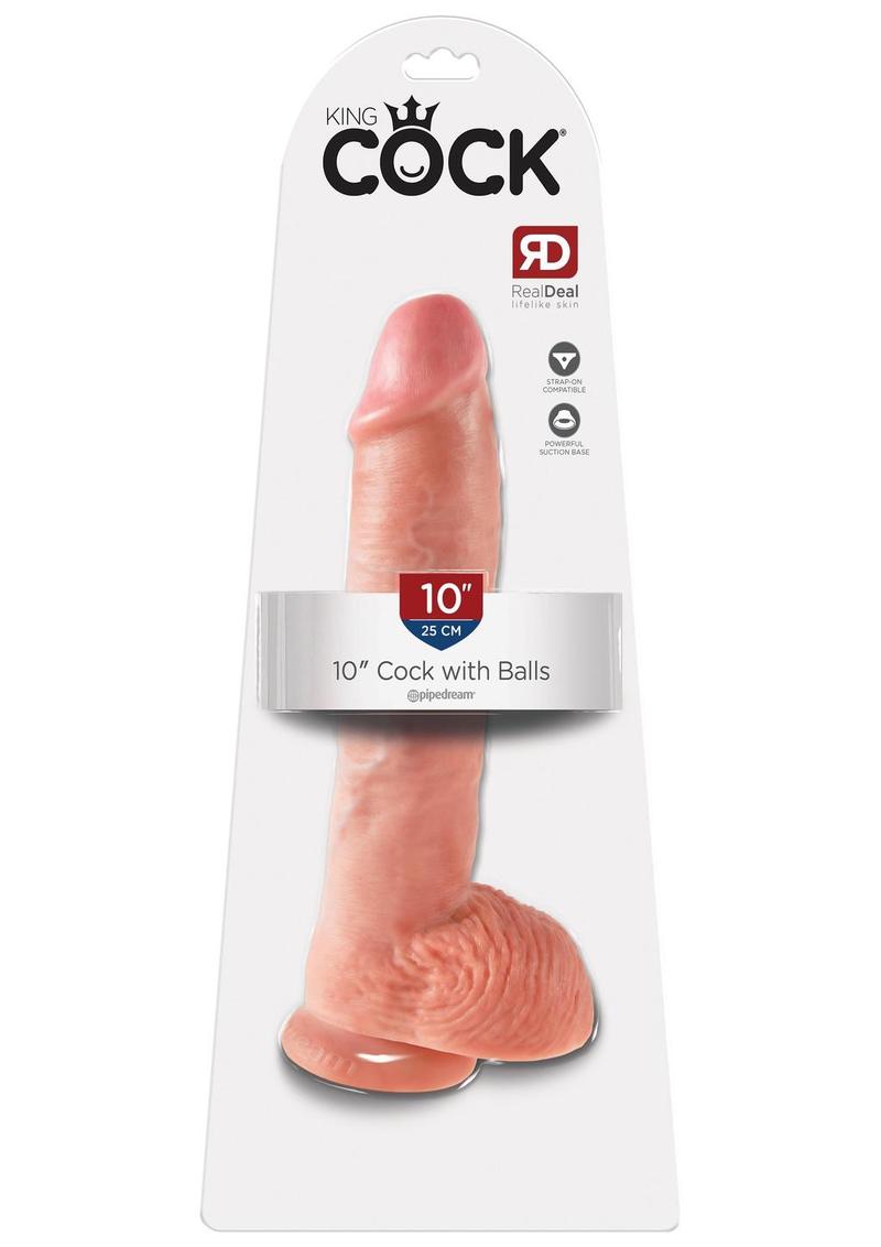 Load image into Gallery viewer, King Cock Dildo with Balls - Flesh/Vanilla - 10in
