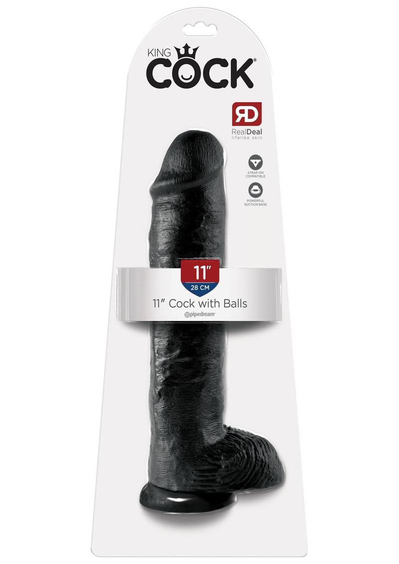 Load image into Gallery viewer, King Cock Dildo with Balls - Black - 11in
