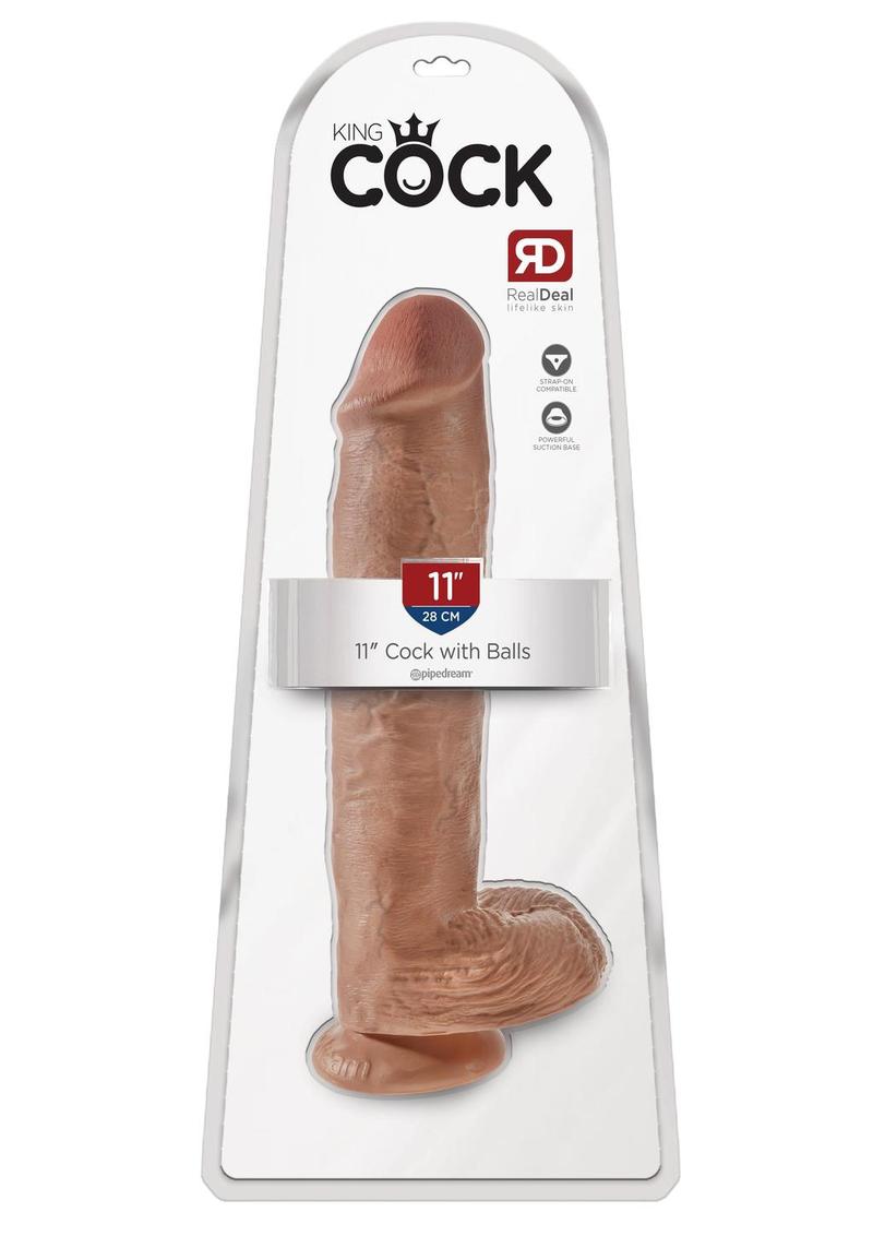 Load image into Gallery viewer, King Cock Dildo with Balls - Caramel - 11in

