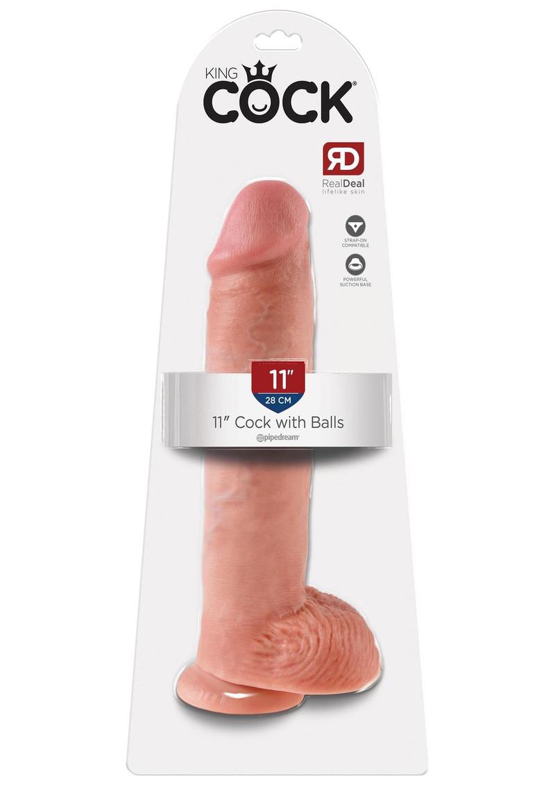Load image into Gallery viewer, King Cock Dildo with Balls - Vanilla - 11in
