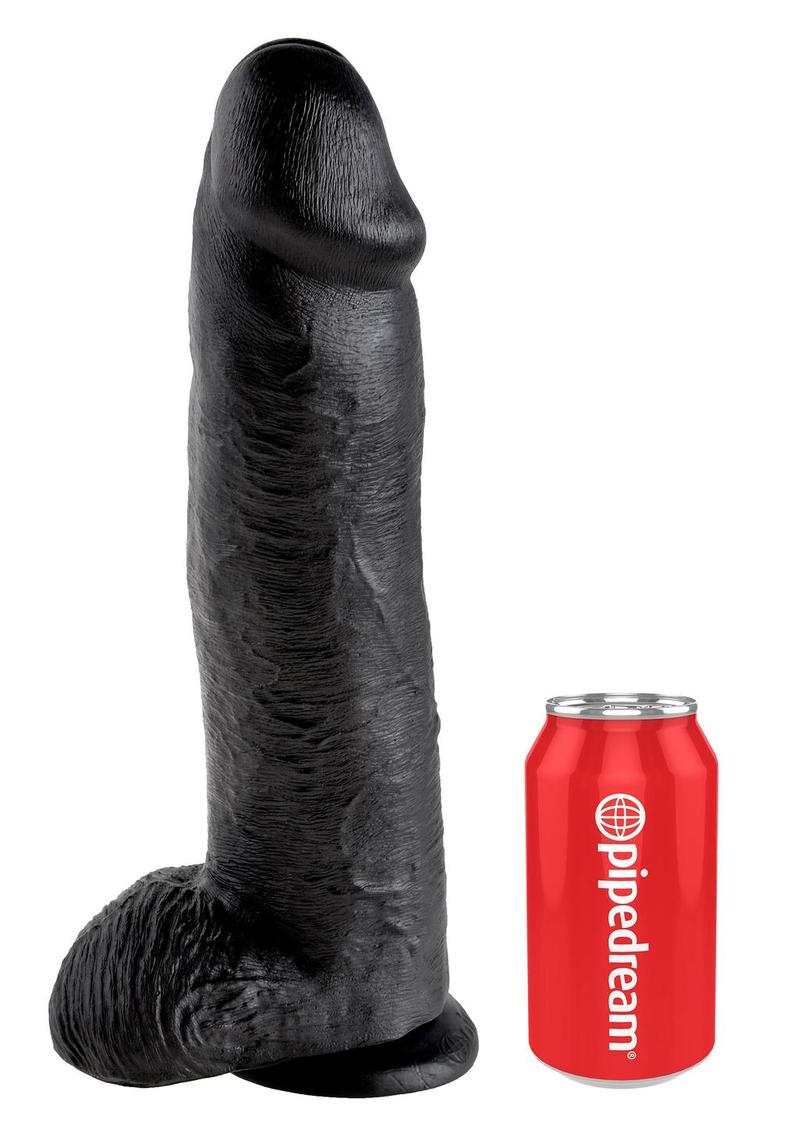 Load image into Gallery viewer, King Cock Dildo with Balls - Black - 12in
