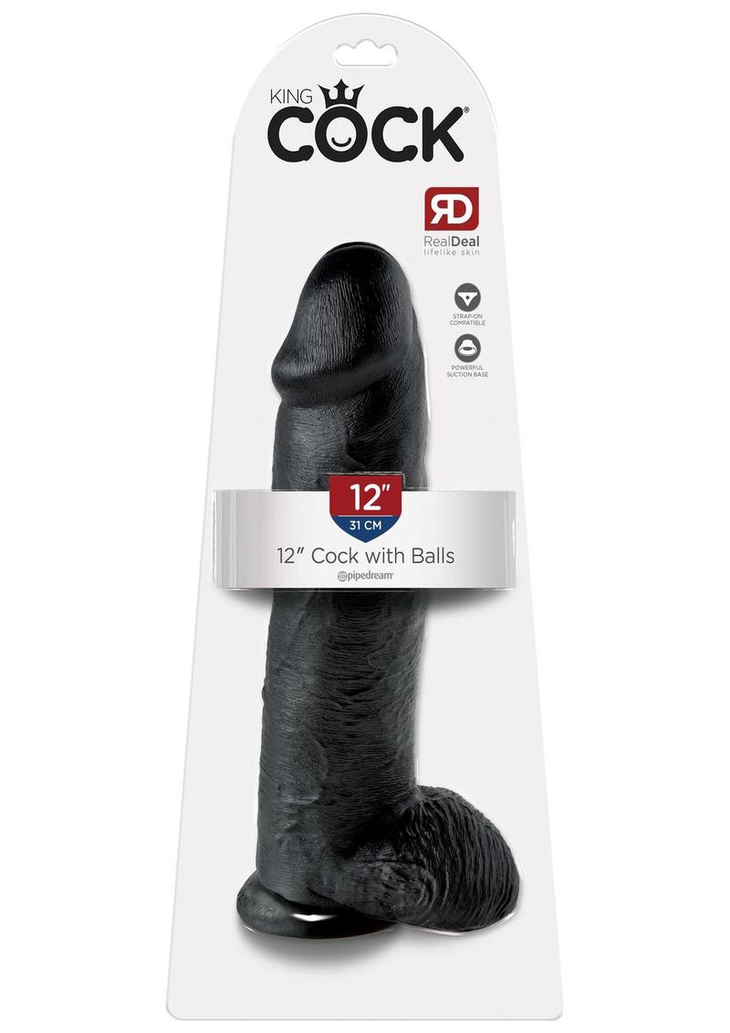 Load image into Gallery viewer, King Cock Dildo with Balls - Black - 12in
