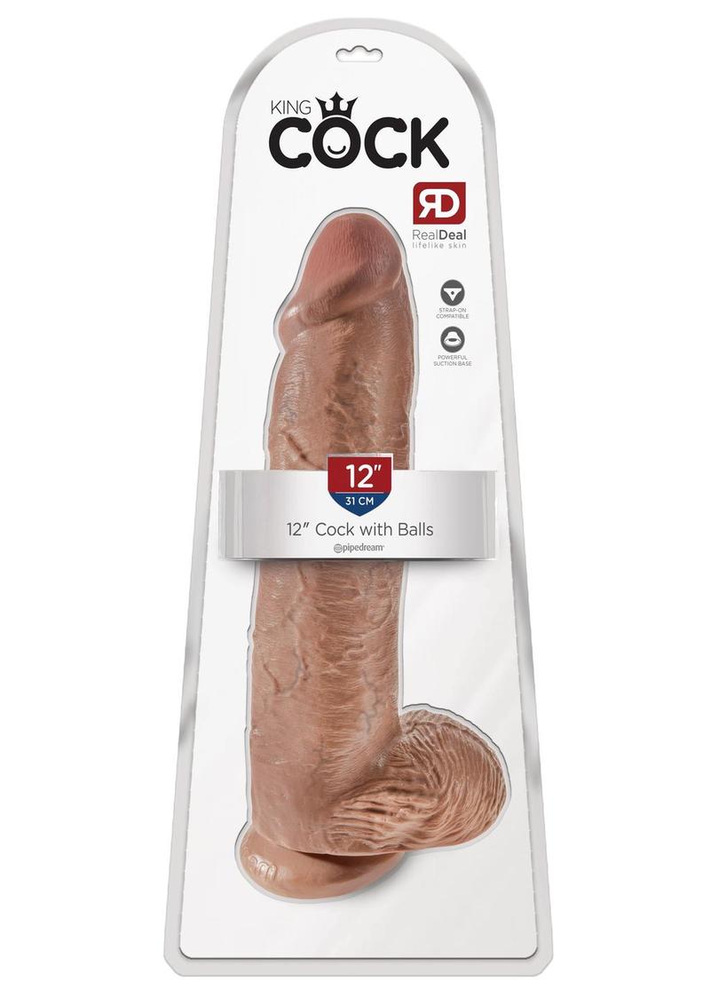 Load image into Gallery viewer, King Cock Dildo with Balls - Caramel - 12in
