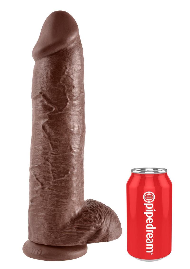 Load image into Gallery viewer, King Cock Dildo with Balls - Chocolate - 12in

