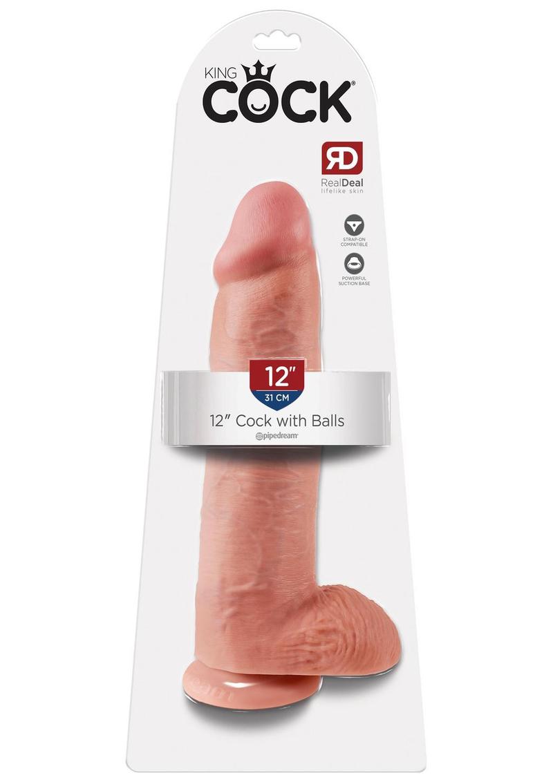 Load image into Gallery viewer, King Cock Dildo with Balls - Vanilla - 12in
