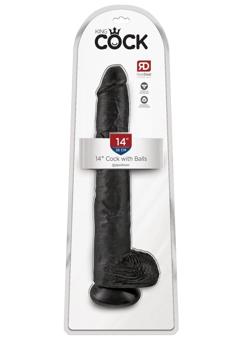 Load image into Gallery viewer, King Cock Dildo with Balls - Black - 14in
