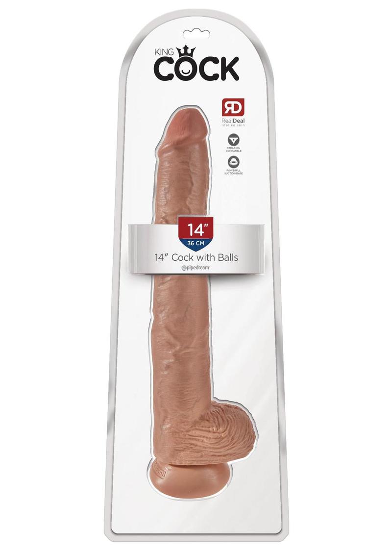 Load image into Gallery viewer, King Cock Dildo with Balls - Caramel - 14in
