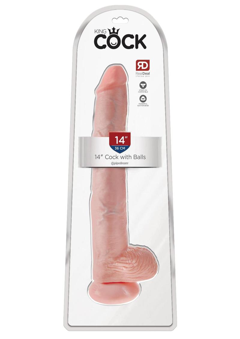 Load image into Gallery viewer, King Cock Dildo with Balls - Vanilla - 14in
