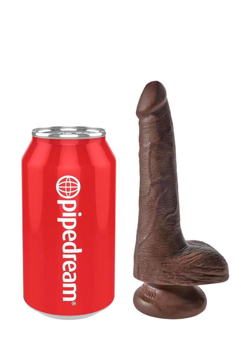 Load image into Gallery viewer, King Cock Dildo with Balls - Brown/Chocolate - 6in
