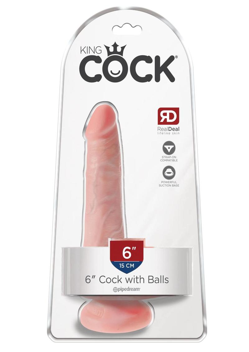 Load image into Gallery viewer, King Cock Dildo with Balls - Flesh/Vanilla - 6in
