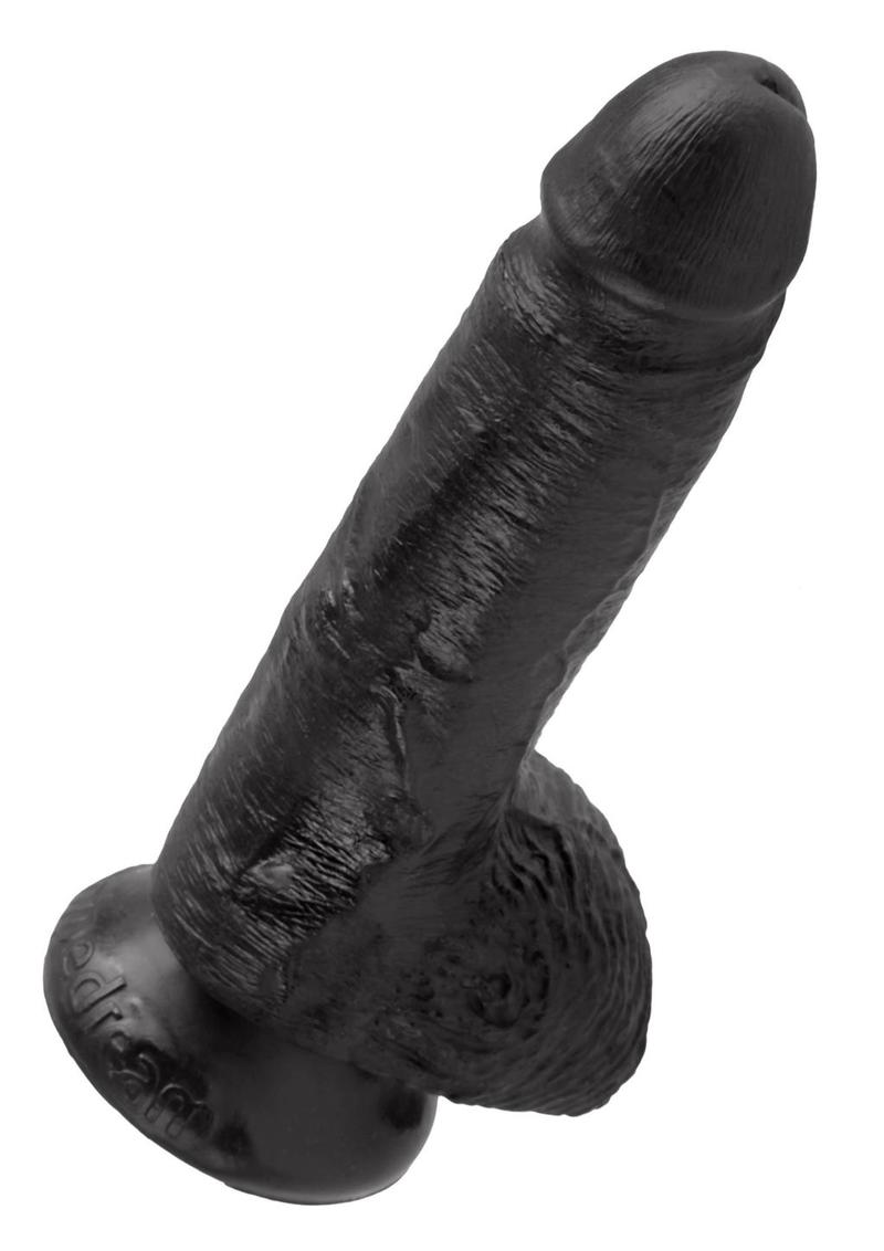Load image into Gallery viewer, King Cock Dildo with Balls - Black - 7in
