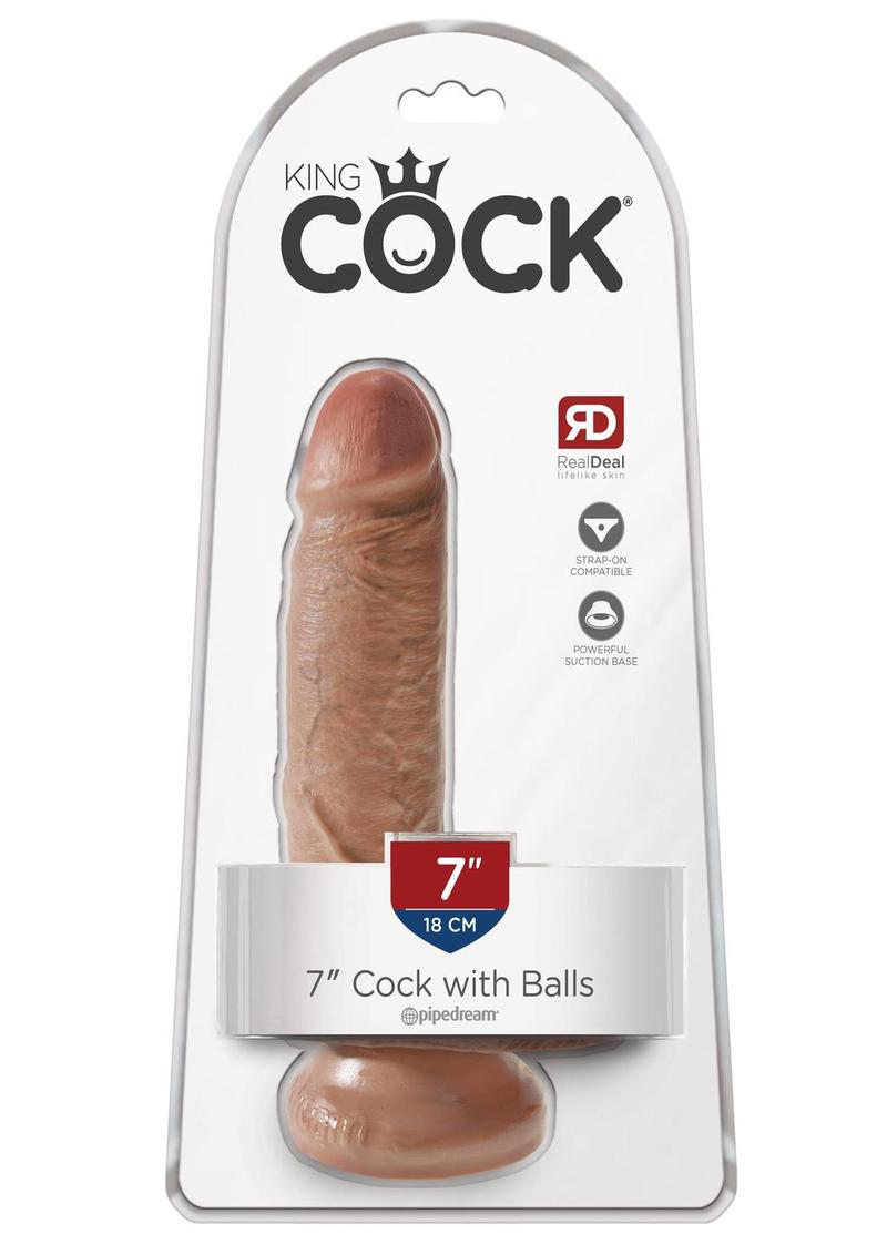 Load image into Gallery viewer, King Cock Dildo with Balls - Caramel/Tan - 7in

