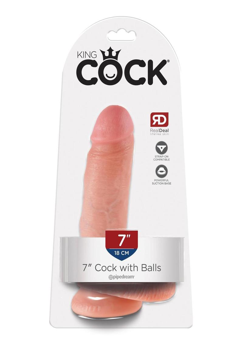 Load image into Gallery viewer, King Cock Dildo with Balls - Flesh/Vanilla - 7in
