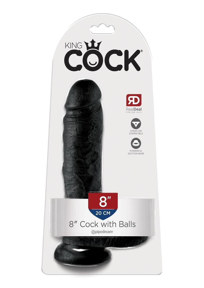 Load image into Gallery viewer, King Cock Dildo with Balls - Black - 8in
