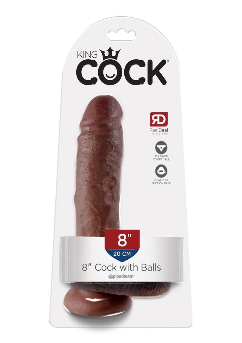 Load image into Gallery viewer, King Cock Dildo with Balls - Chocolate - 8in
