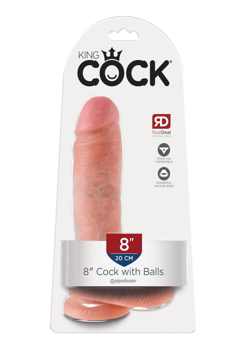 Load image into Gallery viewer, King Cock Dildo with Balls - Flesh/Vanilla - 8in
