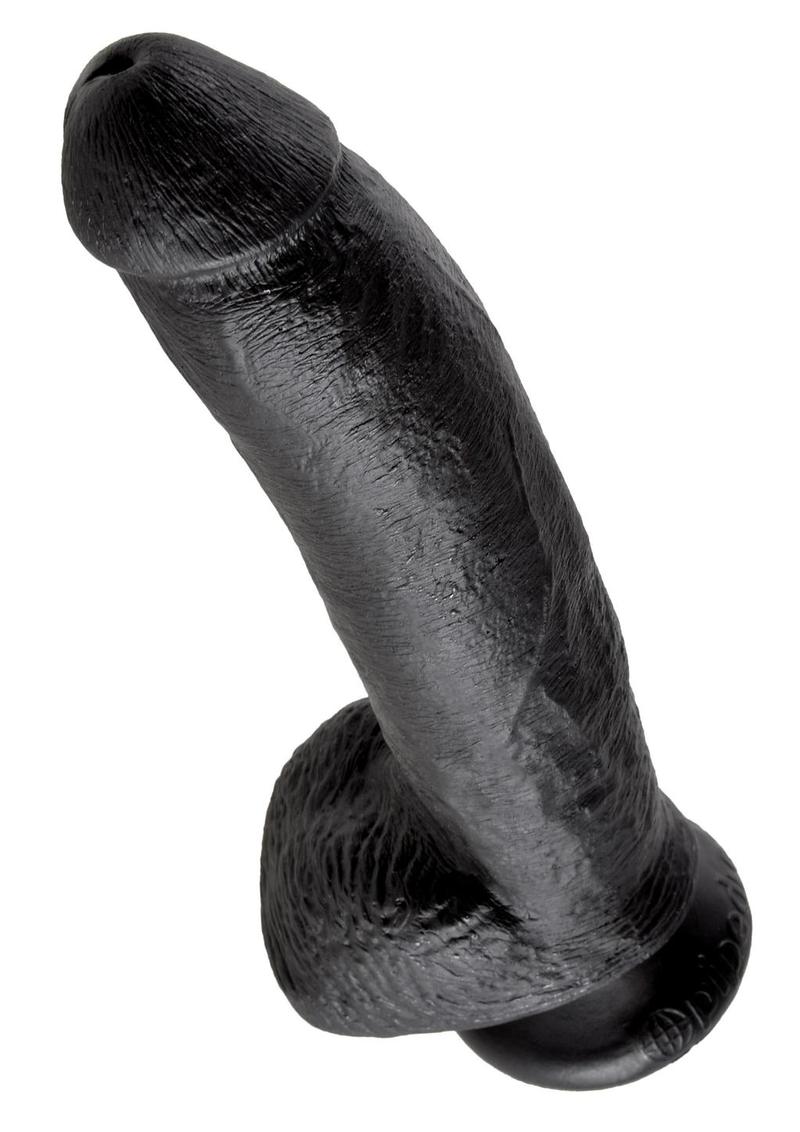 Load image into Gallery viewer, King Cock Dildo with Balls - Black - 9in
