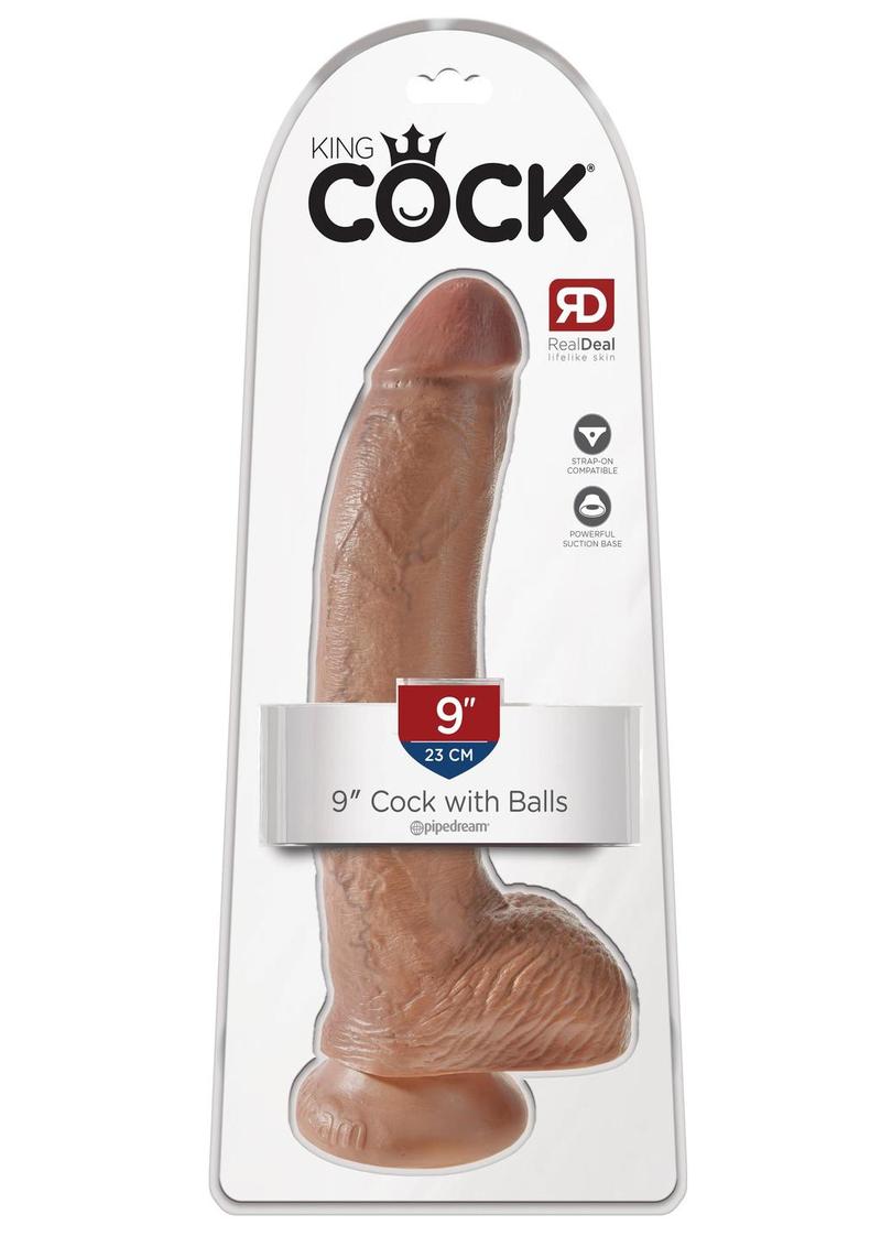 Load image into Gallery viewer, King Cock Dildo with Balls - Caramel/Tan - 9in
