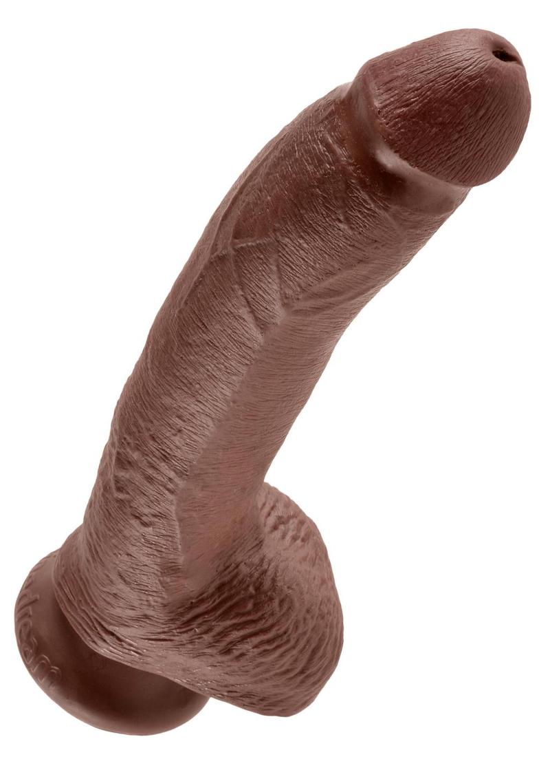 Load image into Gallery viewer, King Cock Dildo with Balls - Chocolate - 9in

