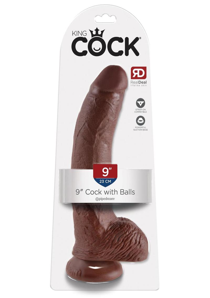 Load image into Gallery viewer, King Cock Dildo with Balls - Chocolate - 9in
