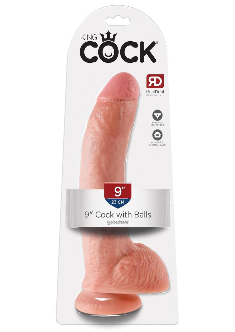 Load image into Gallery viewer, King Cock Dildo with Balls - Flesh/Vanilla - 9in
