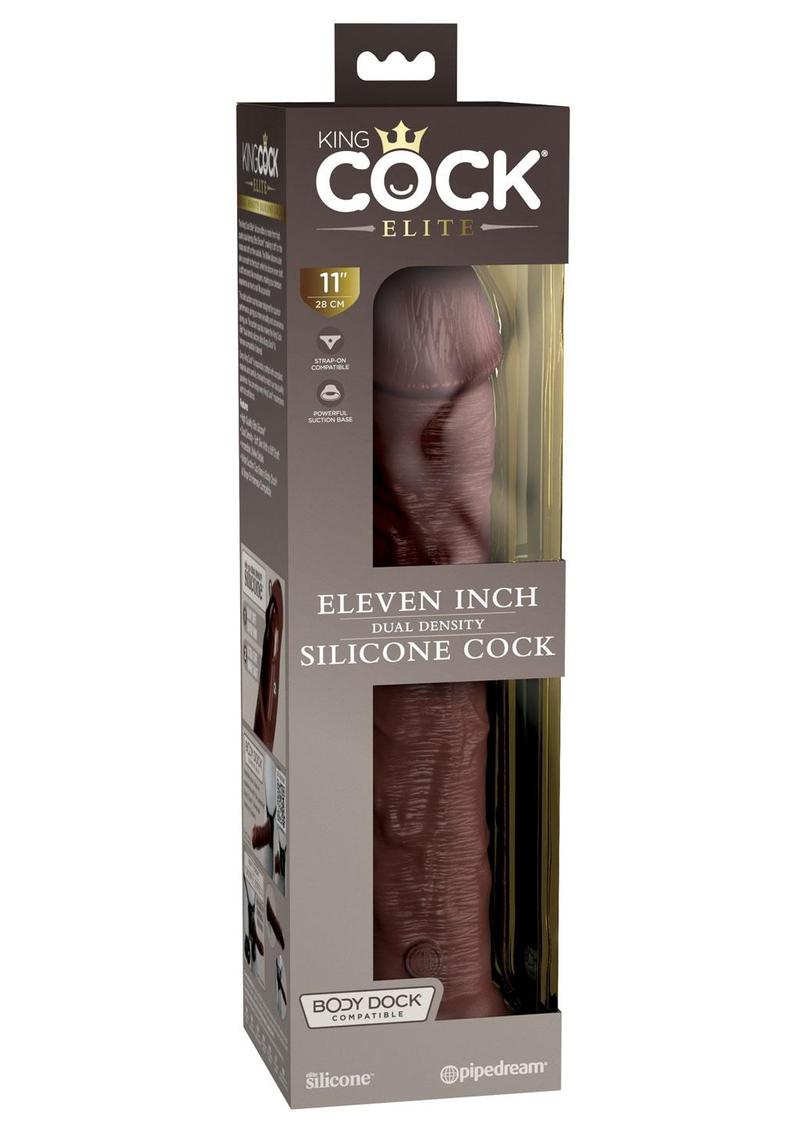 Load image into Gallery viewer, King Cock Elite Dual Density Silicone Dildo - Chocolate - 11in
