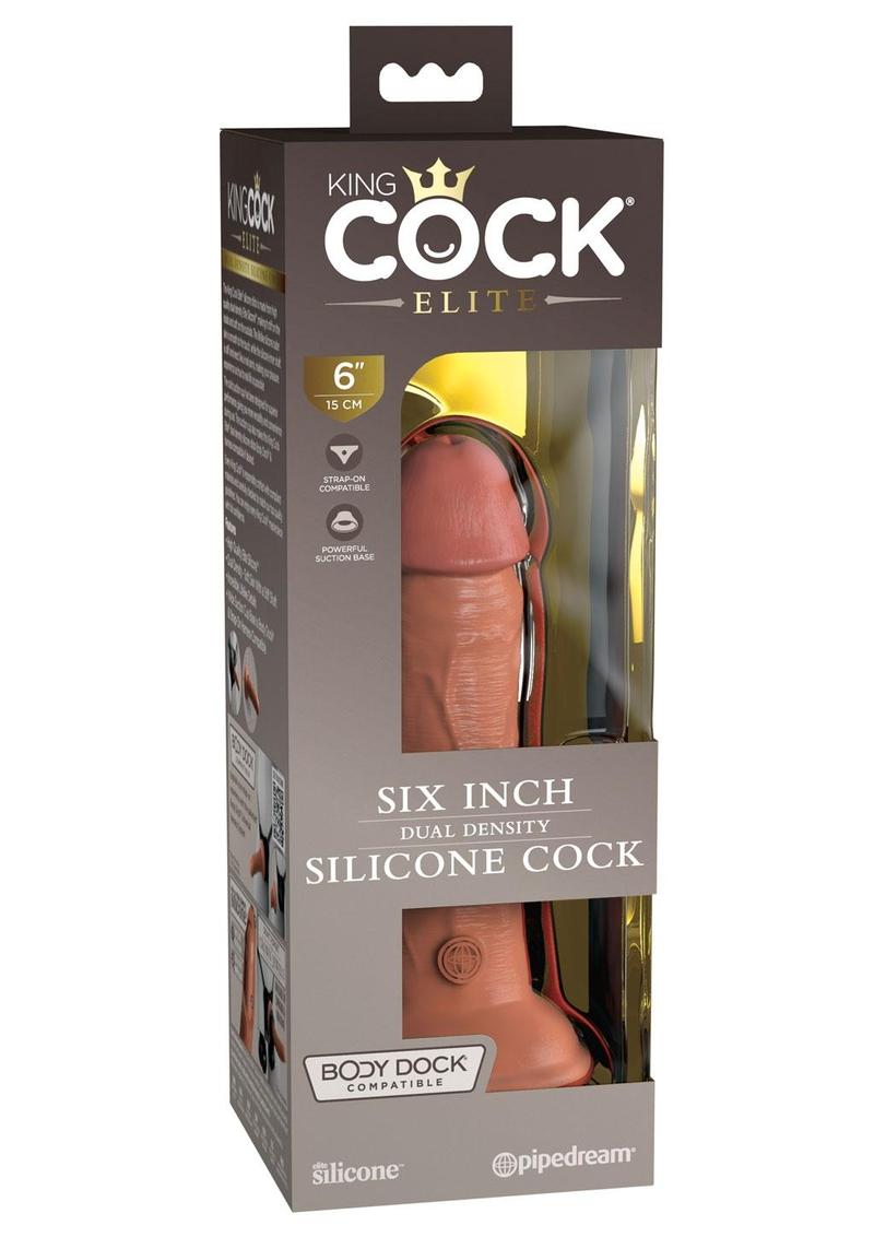 Load image into Gallery viewer, King Cock Elite Dual Density Silicone Dildo - Caramel - 6in
