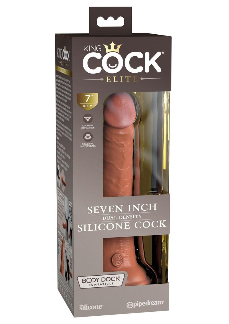 Load image into Gallery viewer, King Cock Elite Dual Density Silicone Dildo - Caramel - 7in
