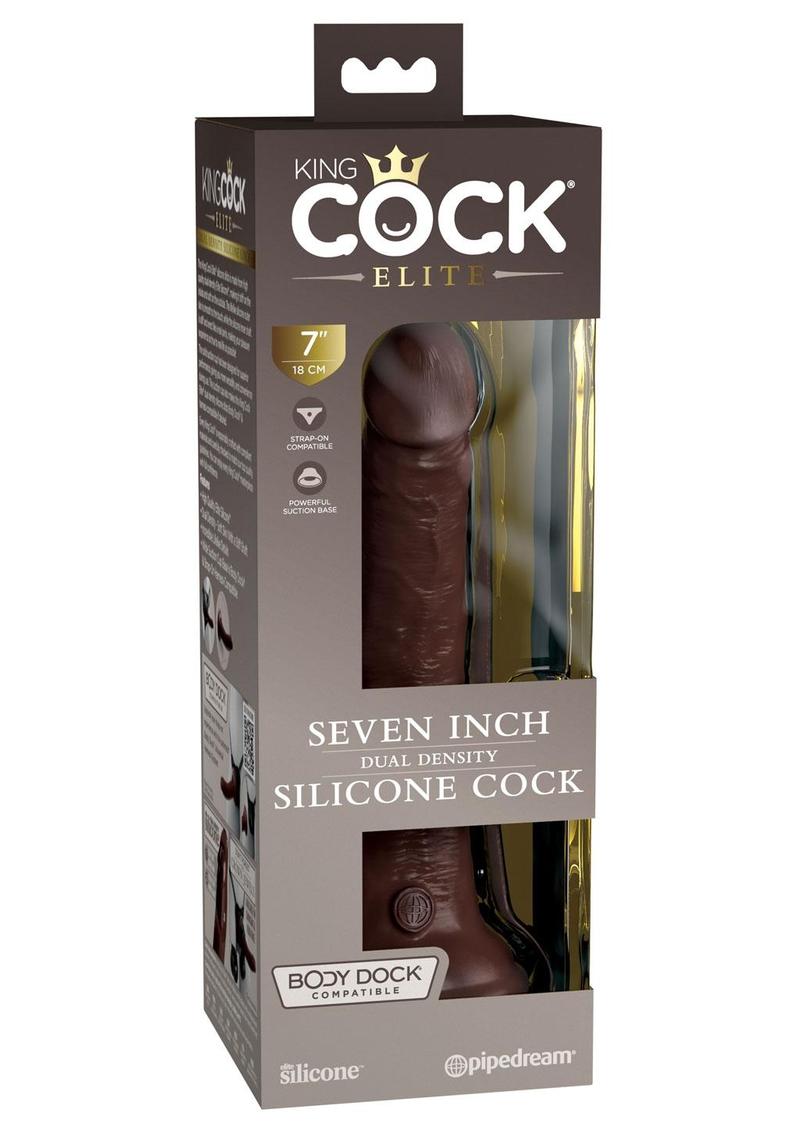 Load image into Gallery viewer, King Cock Elite Dual Density Silicone Dildo - Chocolate - 7in
