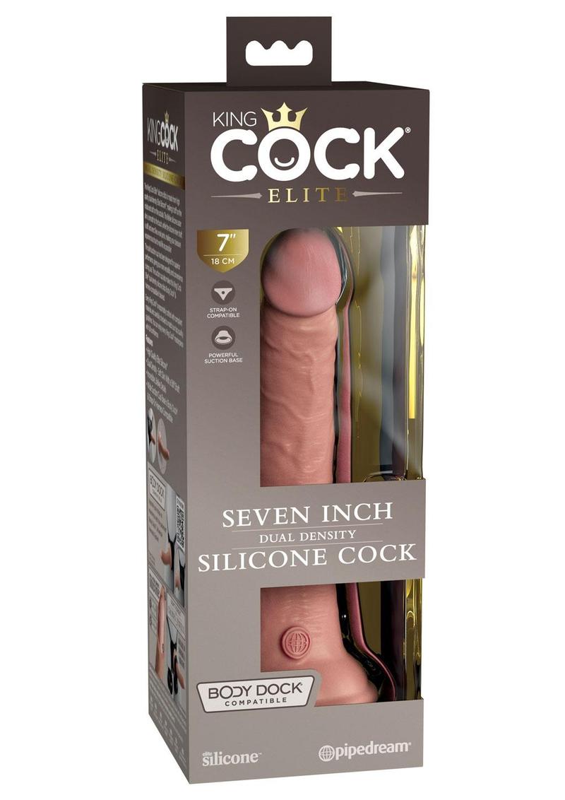 Load image into Gallery viewer, King Cock Elite Dual Density Silicone Dildo - Vanilla - 7in

