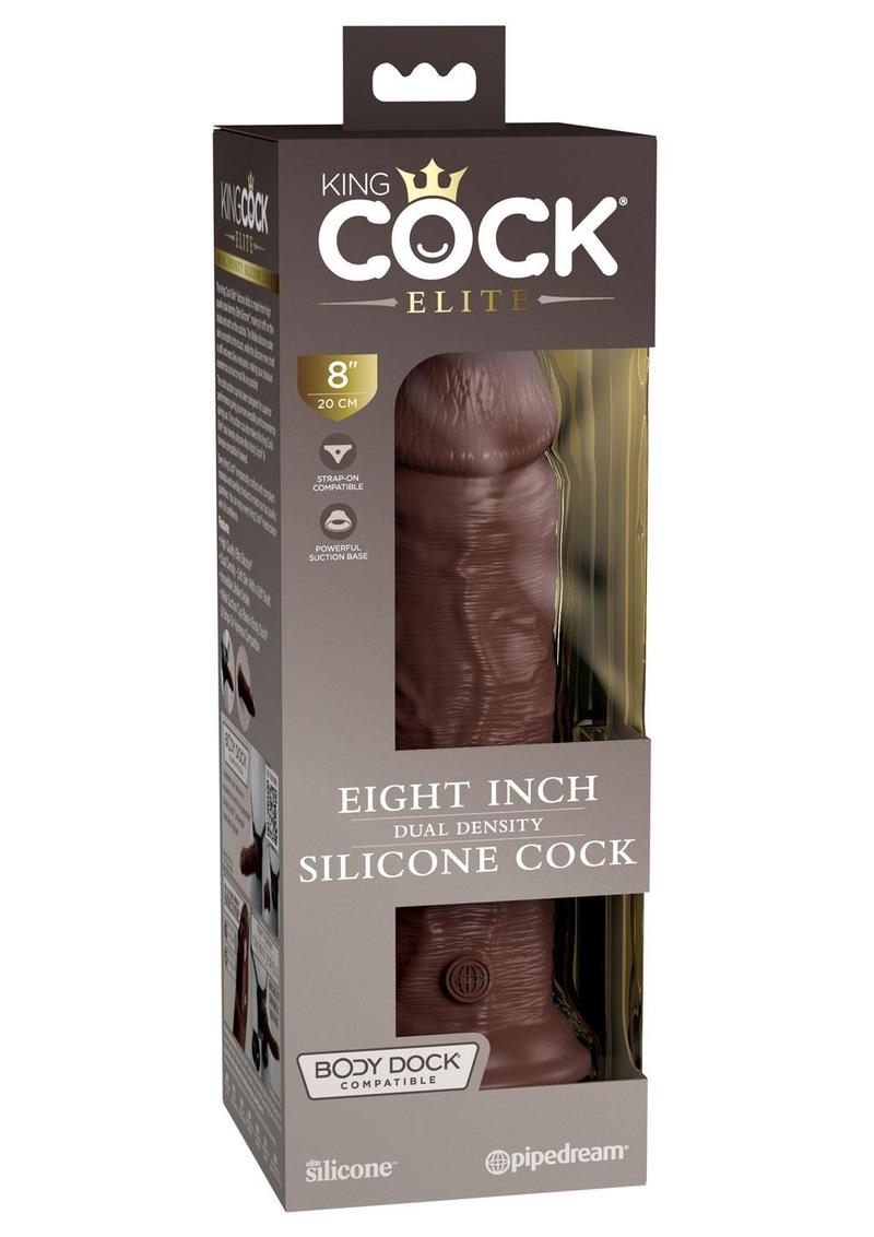 Load image into Gallery viewer, King Cock Elite Dual Density Silicone Dildo - Chocolate - 8in
