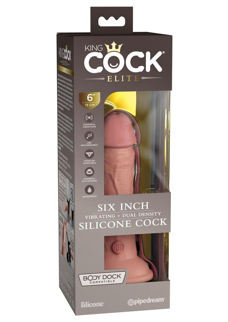 Load image into Gallery viewer, King Cock Elite Dual Density Vibrating Rechargeable Silicone Dildo - Vanilla - 6in
