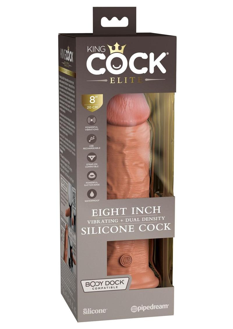 Load image into Gallery viewer, King Cock Elite Dual Density Vibrating Rechargeable Silicone Dildo with Remote Control Dildo - Caramel - 8in
