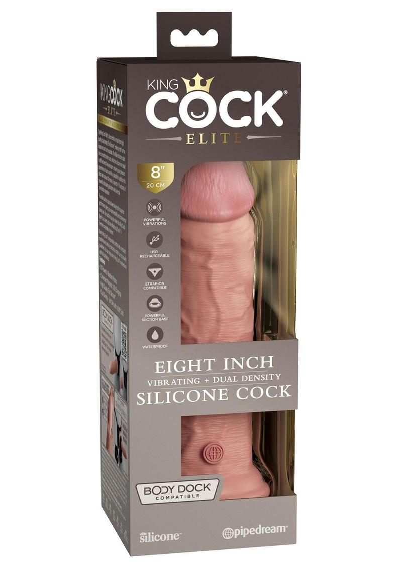 Load image into Gallery viewer, King Cock Elite Dual Density Vibrating Rechargeable Silicone Dildo with Remote Control Dildo - Vanilla - 8in
