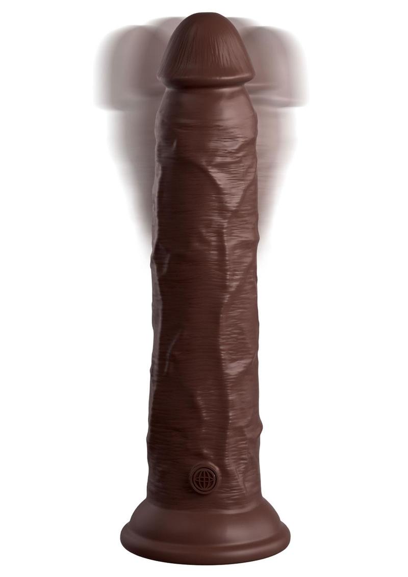 Load image into Gallery viewer, King Cock Elite Dual Density Vibrating Rechargeable Silicone Dildo with Remote Control Dildo - Chocolate - 9in

