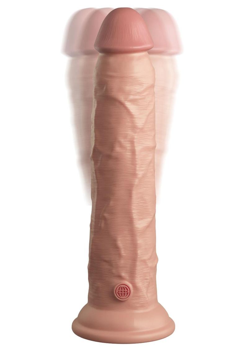Load image into Gallery viewer, King Cock Elite Dual Density Vibrating Rechargeable Silicone Dildo with Remote Control Dildo - Vanilla - 9in

