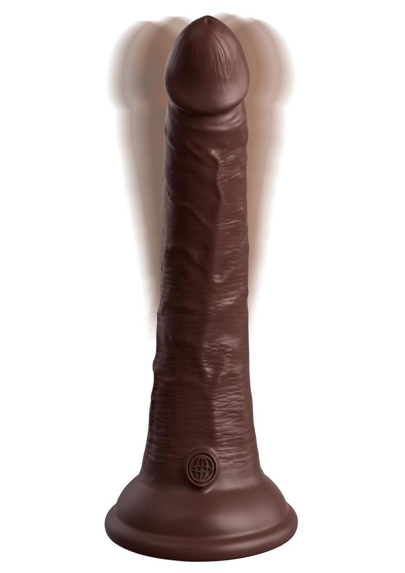 Load image into Gallery viewer, King Cock Elite Dual Density Vibrating Rechargeable Silicone with Remote Control Dildo - Chocolate - 7in
