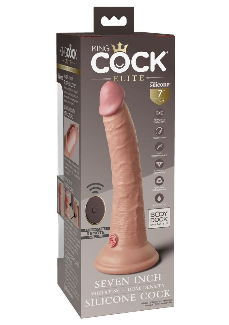Load image into Gallery viewer, King Cock Elite Dual Density Vibrating Rechargeable Silicone with Remote Control Dildo
