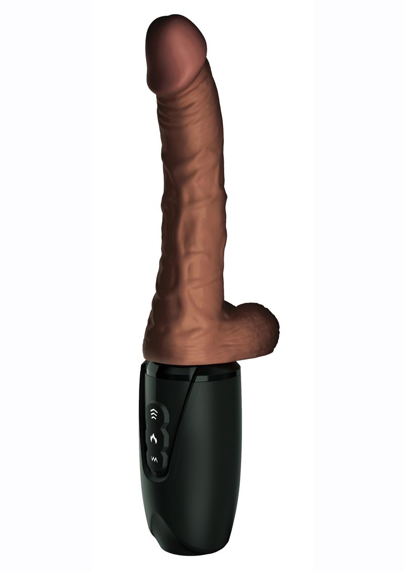 Load image into Gallery viewer, King Cock Plus Rechargeable Thrusting Dildo with Balls - Chocolate - 7.5in
