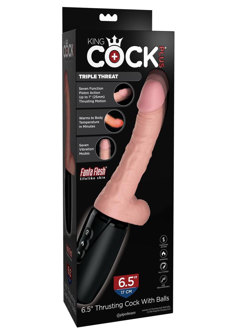 Load image into Gallery viewer, King Cock Plus Thrusting Cock with Balls - Vanilla - 6.5in
