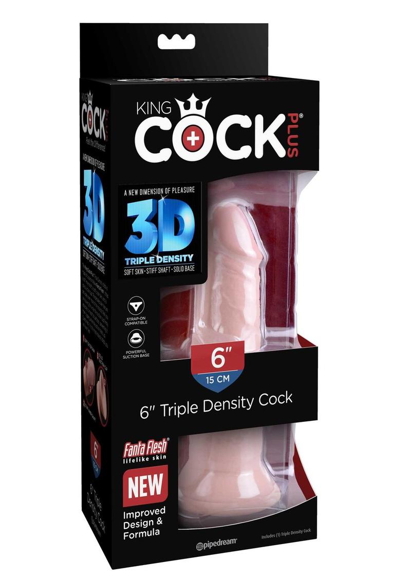 Load image into Gallery viewer, King Cock Plus Triple Density Dildo - Vanilla - 6in

