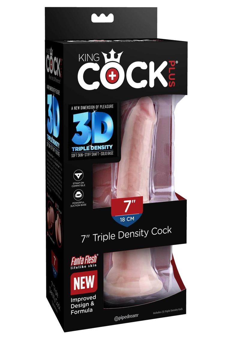 Load image into Gallery viewer, King Cock Plus Triple Density Dildo - Vanilla - 7in
