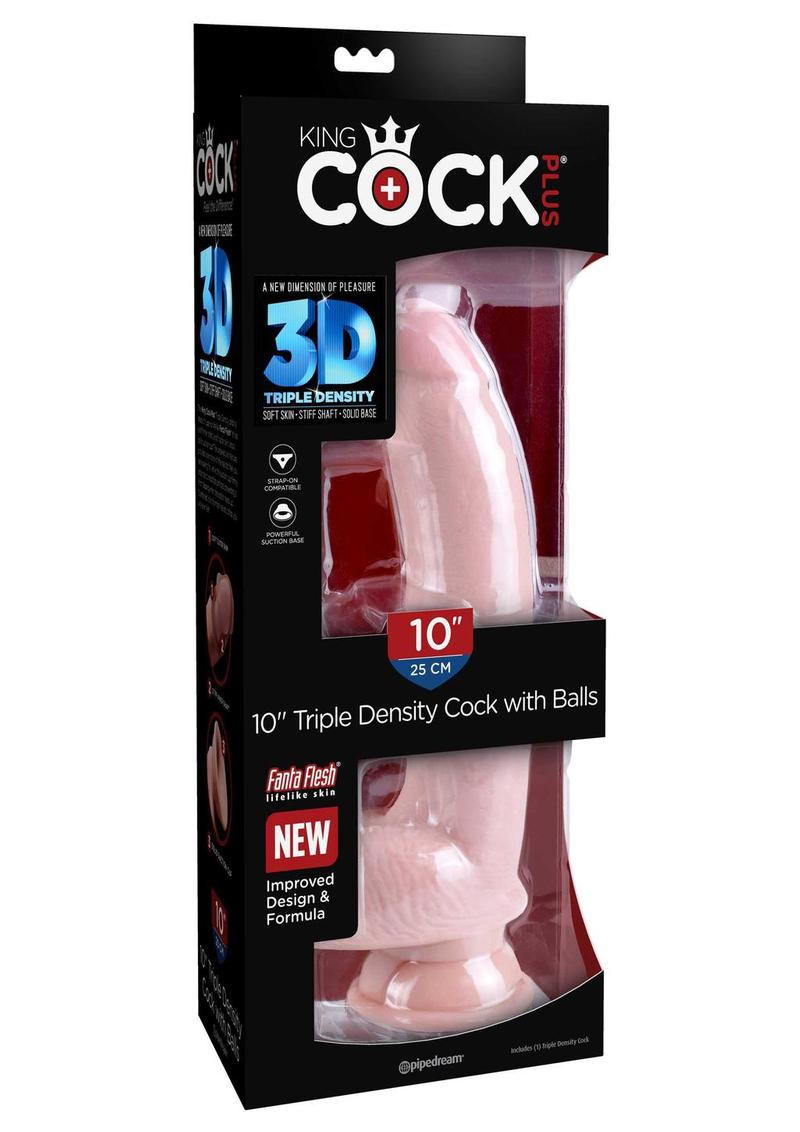 Load image into Gallery viewer, King Cock Plus Triple Density Dildo with Balls - Vanilla - 10in
