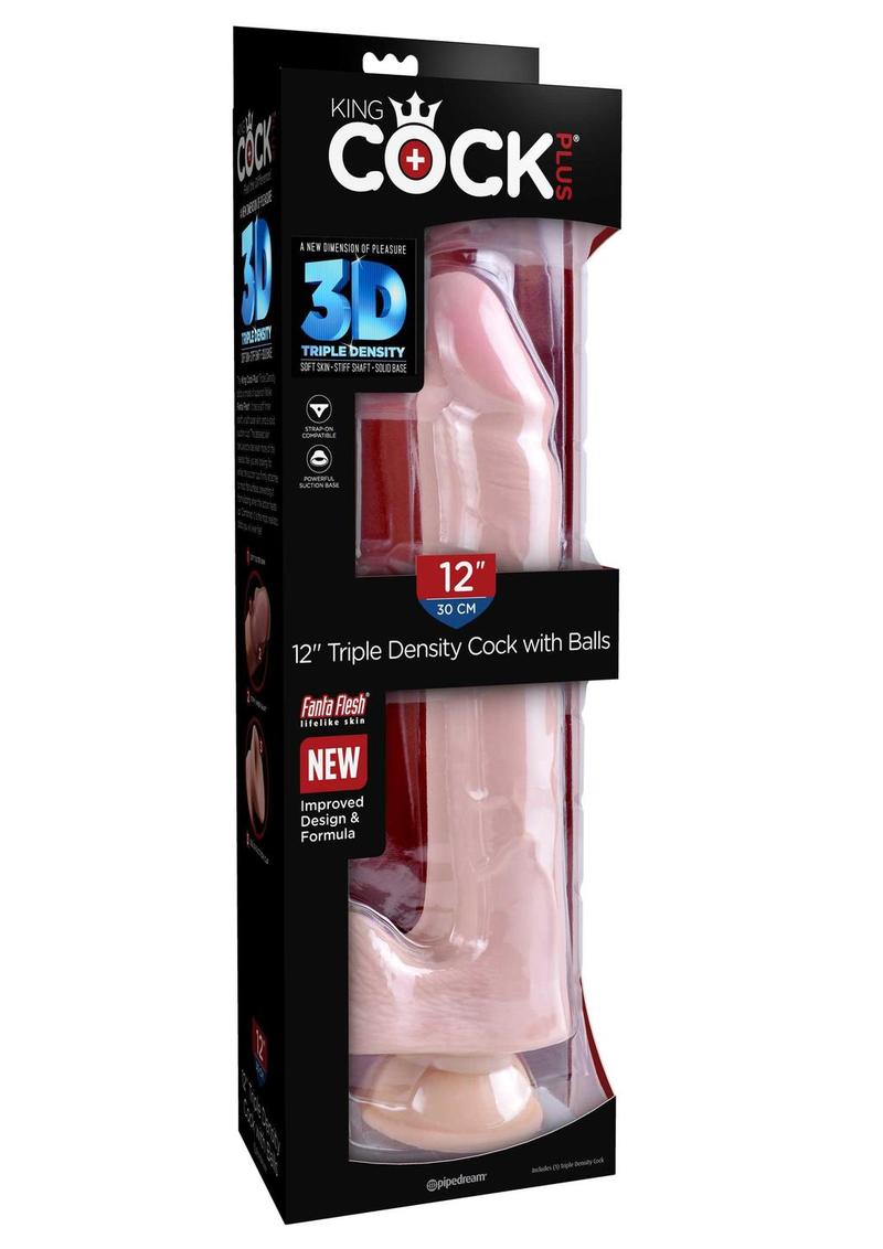 Load image into Gallery viewer, King Cock Plus Triple Density Dildo with Balls - Vanilla - 12in
