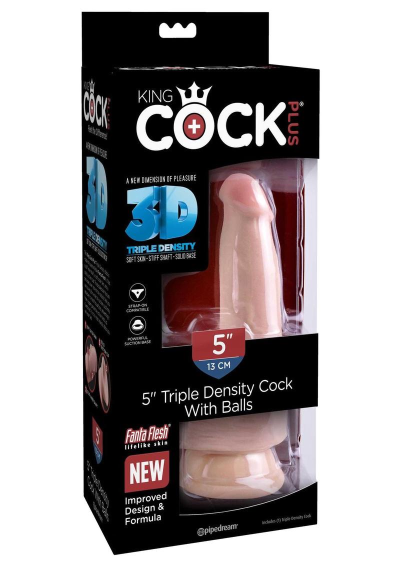 Load image into Gallery viewer, King Cock Plus Triple Density Dildo with Balls - Vanilla - 5in
