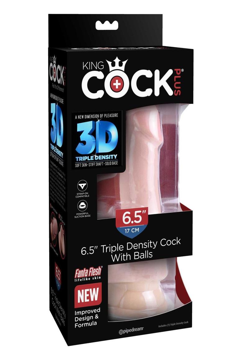 Load image into Gallery viewer, King Cock Plus Triple Density Dildo with Balls - Vanilla - 6.5in
