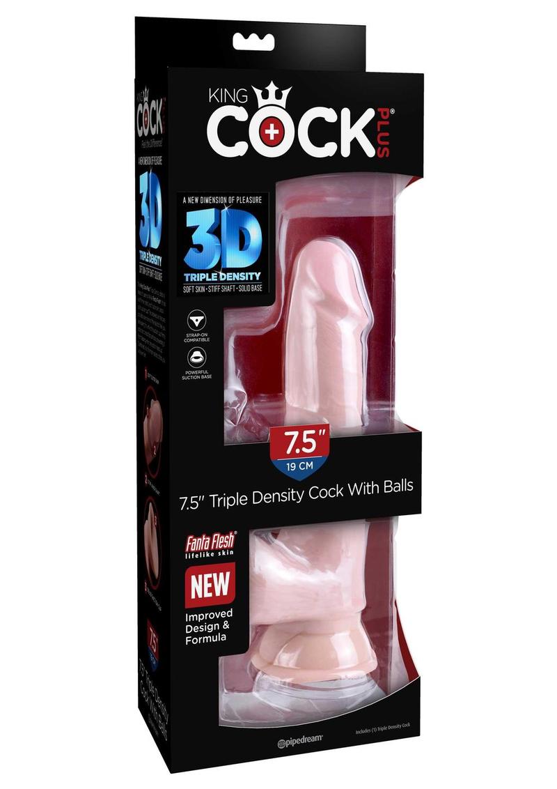 Load image into Gallery viewer, King Cock Plus Triple Density Dildo with Balls - Vanilla - 7.5in
