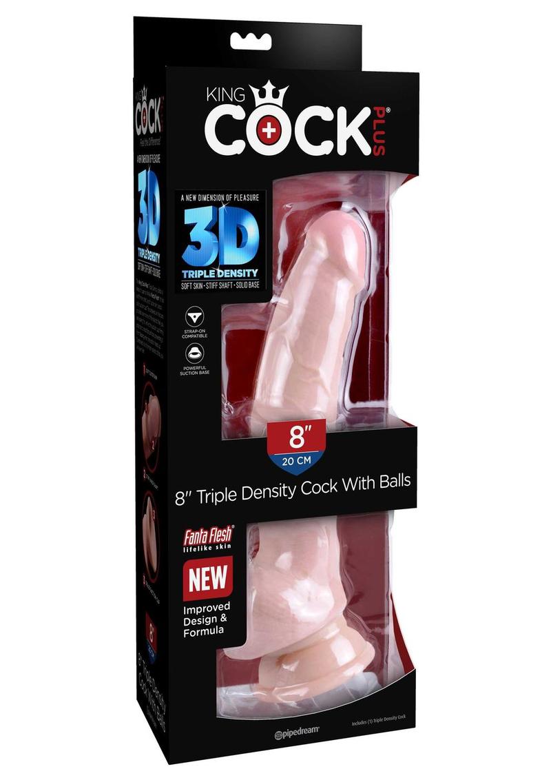 Load image into Gallery viewer, King Cock Plus Triple Density Dildo with Balls - Vanilla - 8in
